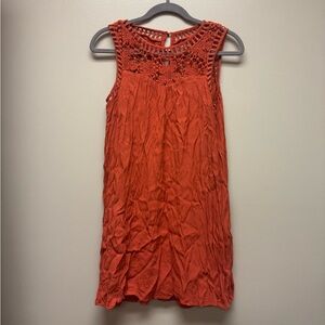 Altar'd State Vibrant Orange Crochet Mini Dress
